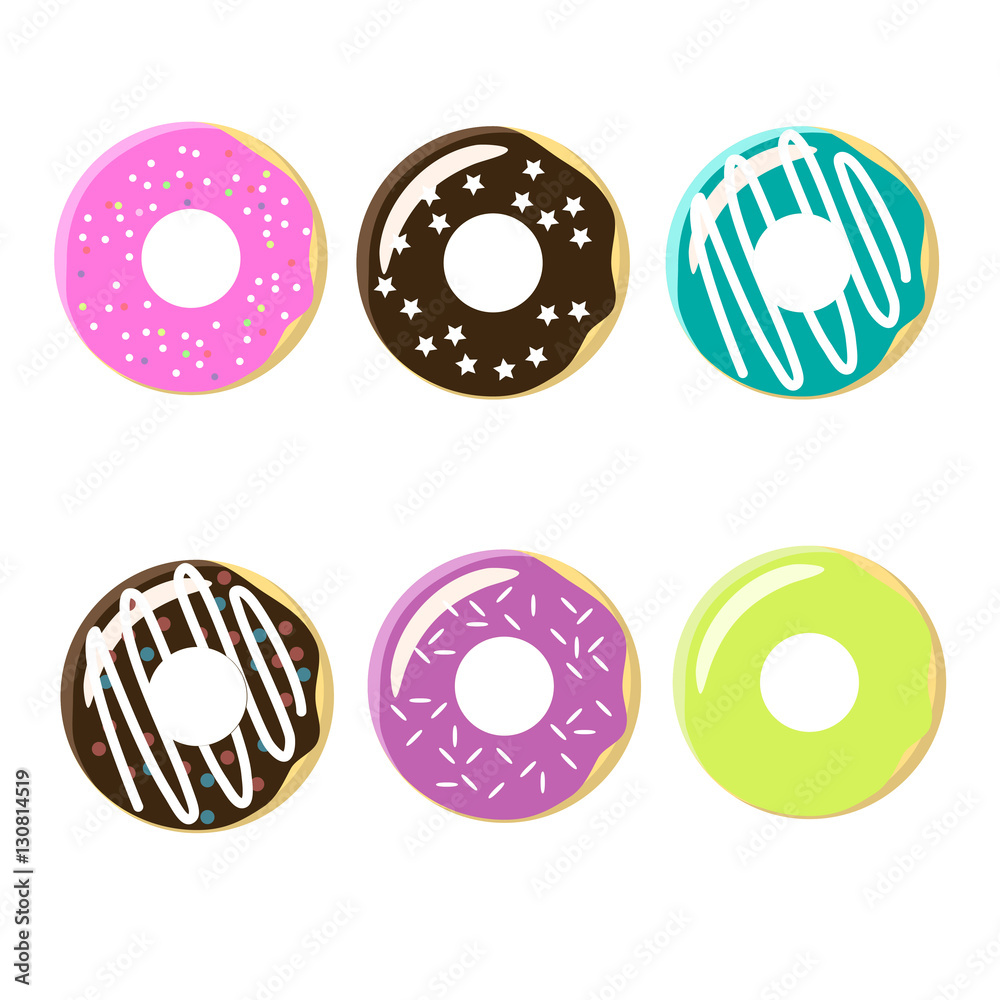 Fototapeta premium Набор пончиков. Иллюстрация