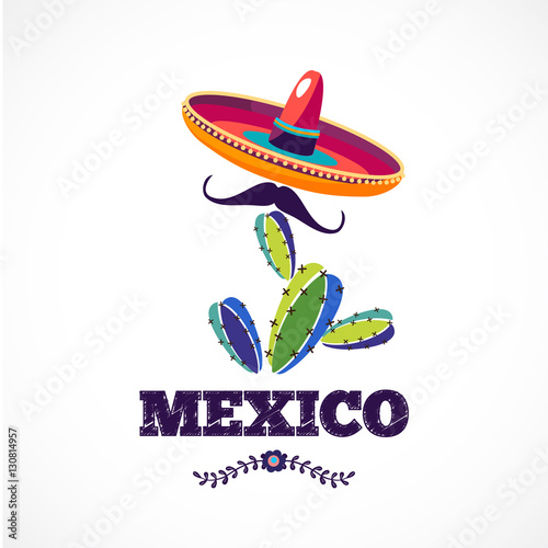 Mexican pattern, holiday vector poster