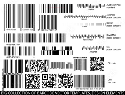 Barcode templates vector set