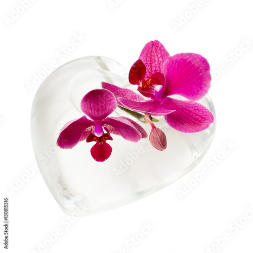 Pinke Orchidee mit Herz aus Glas