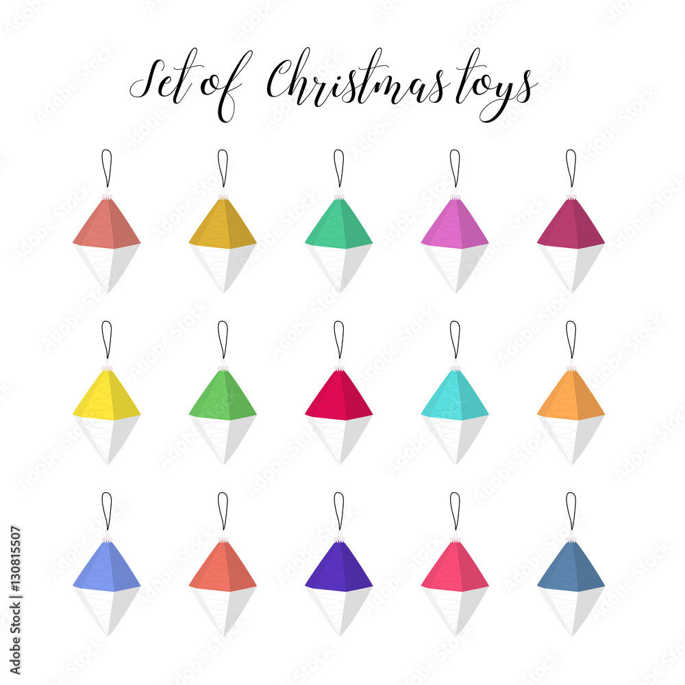 Set of Christmas toys in a Scandinavian style. Different colors. Set of Christmas toys in a Scandinavian style. Different colors.