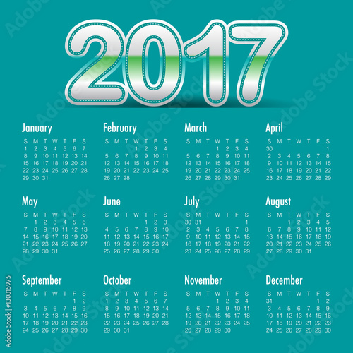 Year 2017 Calendar vector design template