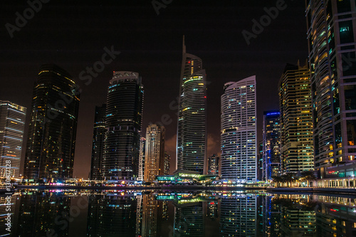 Jumeirah Lakes Towers night view in Dubai, United Arab Emirates, Dubai, skyscrapers