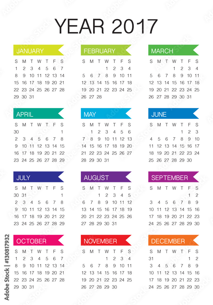 Year 2017 Calendar vector design template Year 2017 Calendar vector design template