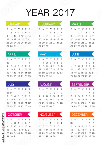 Year 2017 Calendar vector design template