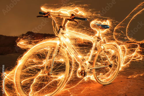 Bicycle light painting photo