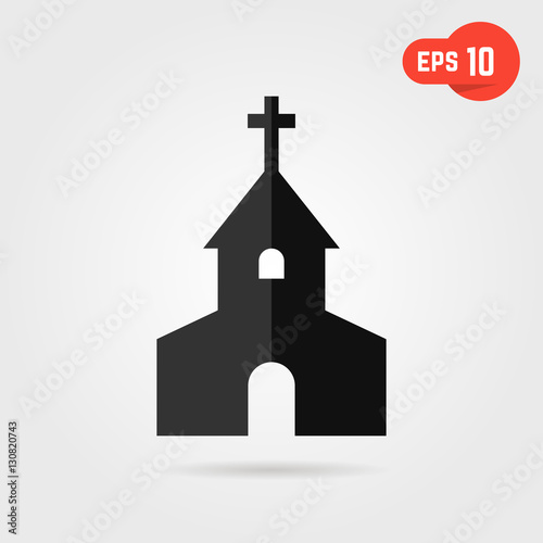 black simple church with shadow