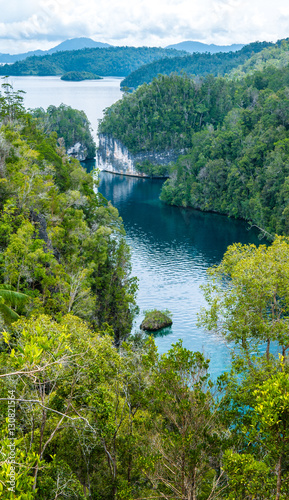 Passage between Jungle Rocks, Mangrove near Warikaf Homestay, Kabui Bay. Gam Island, West Papuan, Raja Ampat, Indonesia