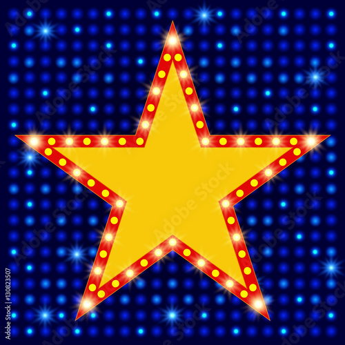 Star retro light banner on shining background