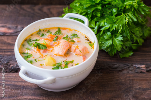 Soup with salmon Finland 