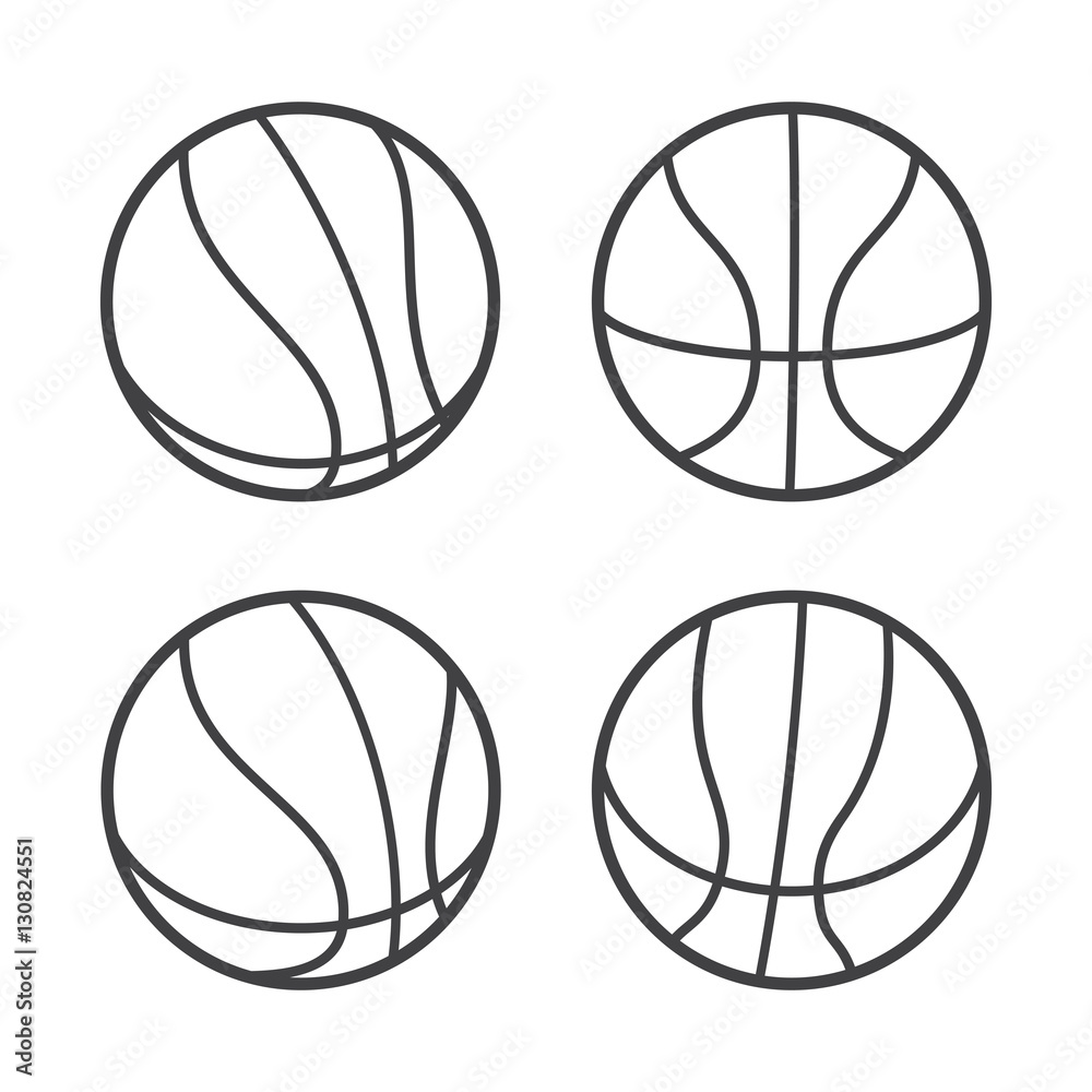 Basketball icons set isolated on a white background. Vector illustration