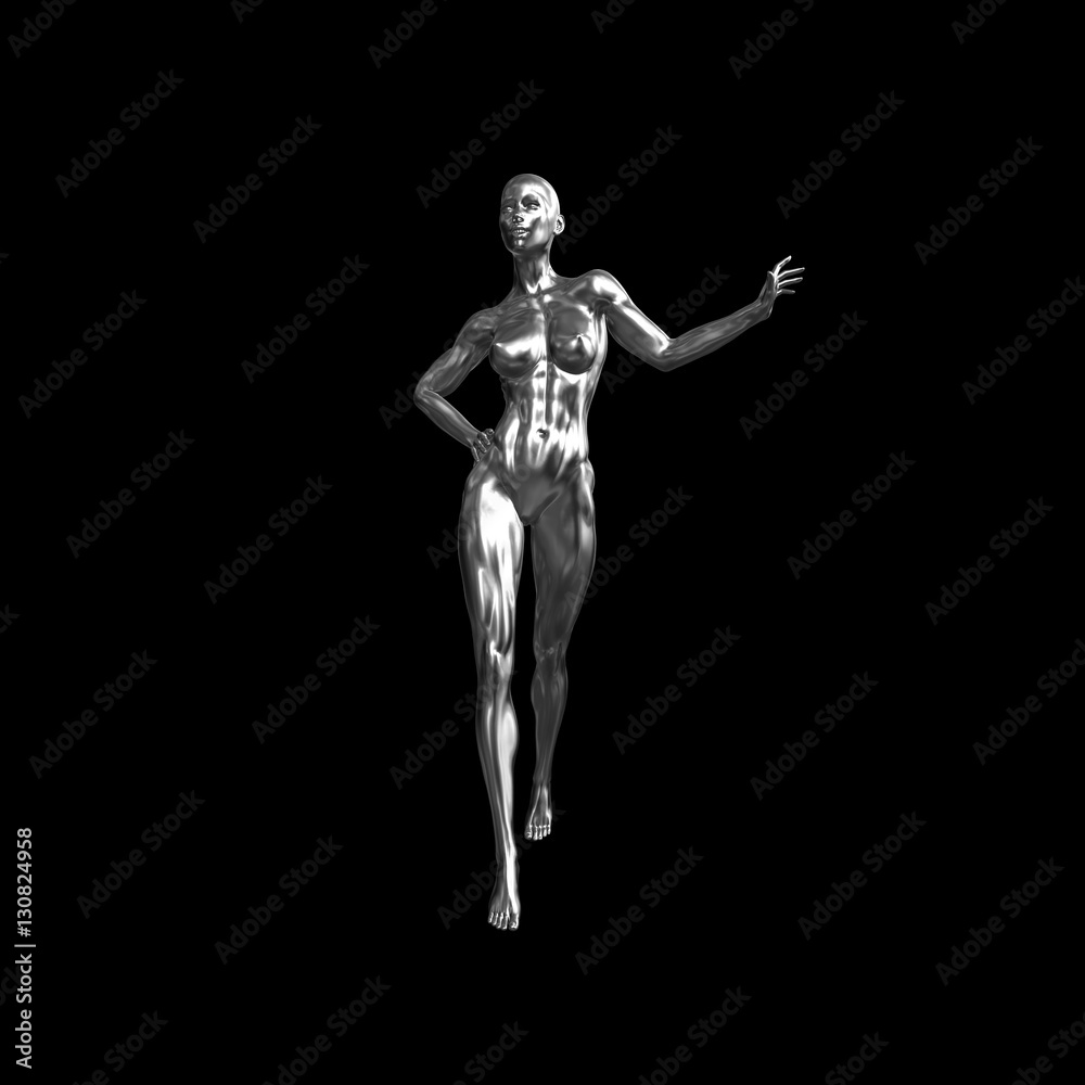 tall healthy fit sports girl on black background. 3d rendered medical concept illustration. Obesity problems