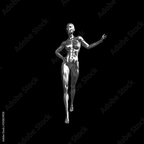 tall healthy fit sports girl on black background. 3d rendered medical concept illustration. Obesity problems