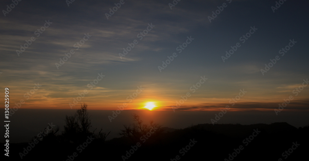 Landscape blue sky on mountain in sunrise, Doimonjong Thailand Landscape blue sky on mountain in sunrise, Doimonjong Thailand