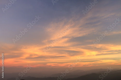Landscape blue sky on mountain in sunrise, Doimonjong Thailand © topgunza