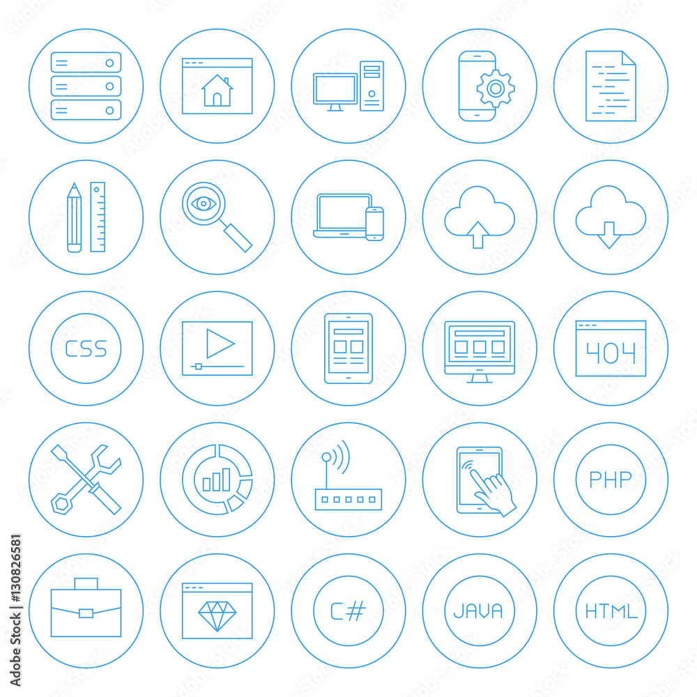 Line Circle Coding Icons Line Circle Coding Icons