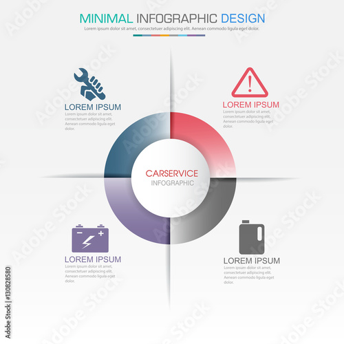 Infographic Elements with service icon on full color background