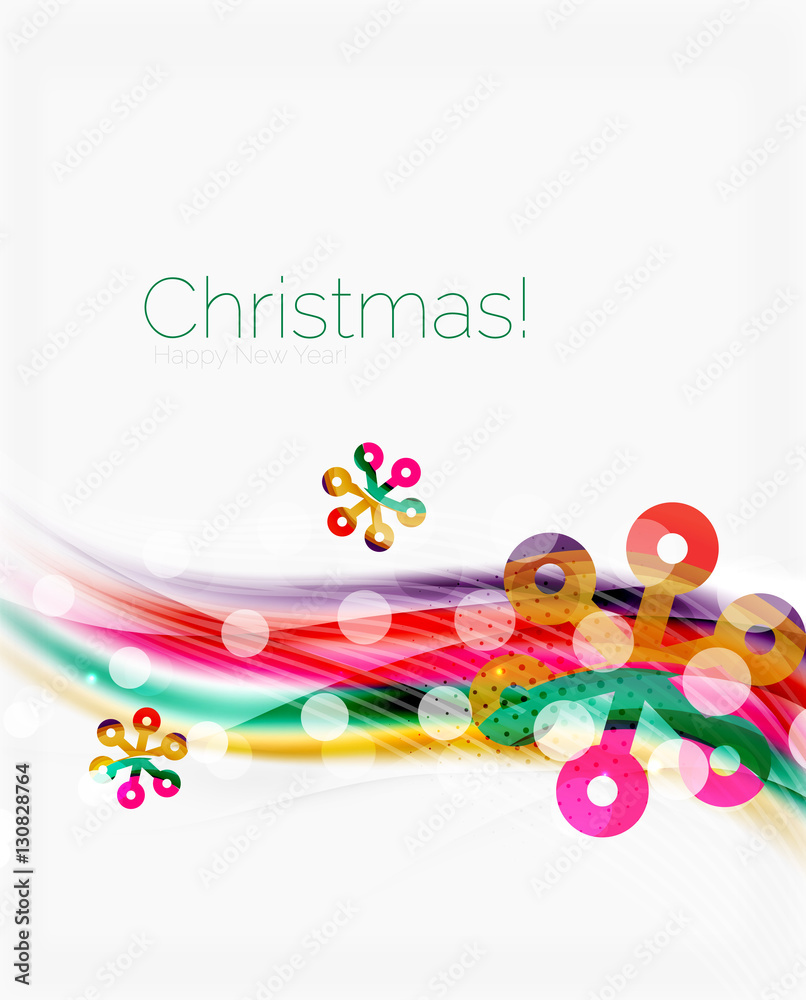 Blurred wave line with snowflakes. Christmas message presentation template
