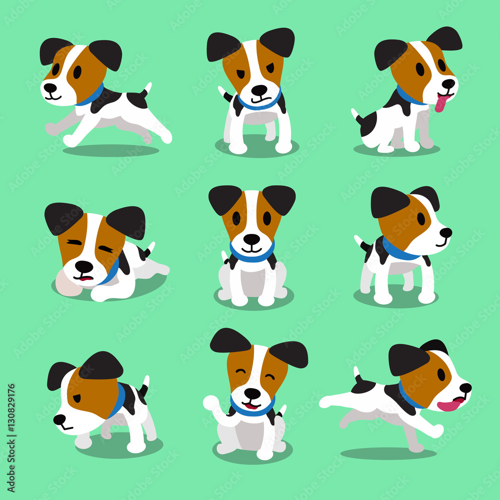 Cartoon character jack russell terrier dog set Cartoon character jack russell terrier dog set