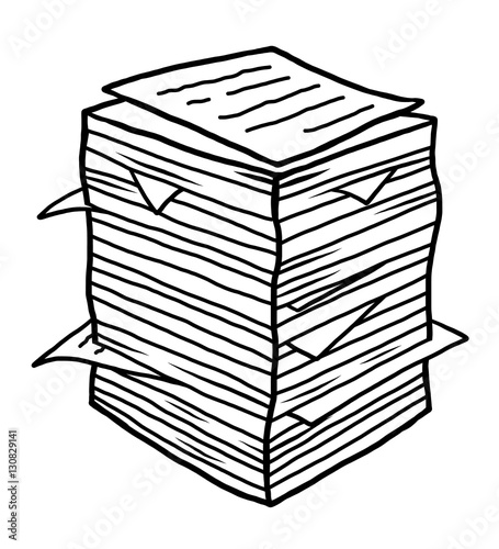 pile of used papers / cartoon vector and illustration, hand drawn style, isolated on white background.