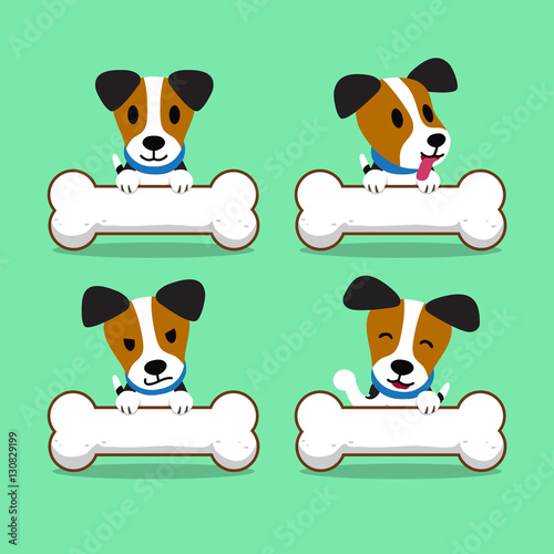 Cartoon character jack russell terrier dog with big bones