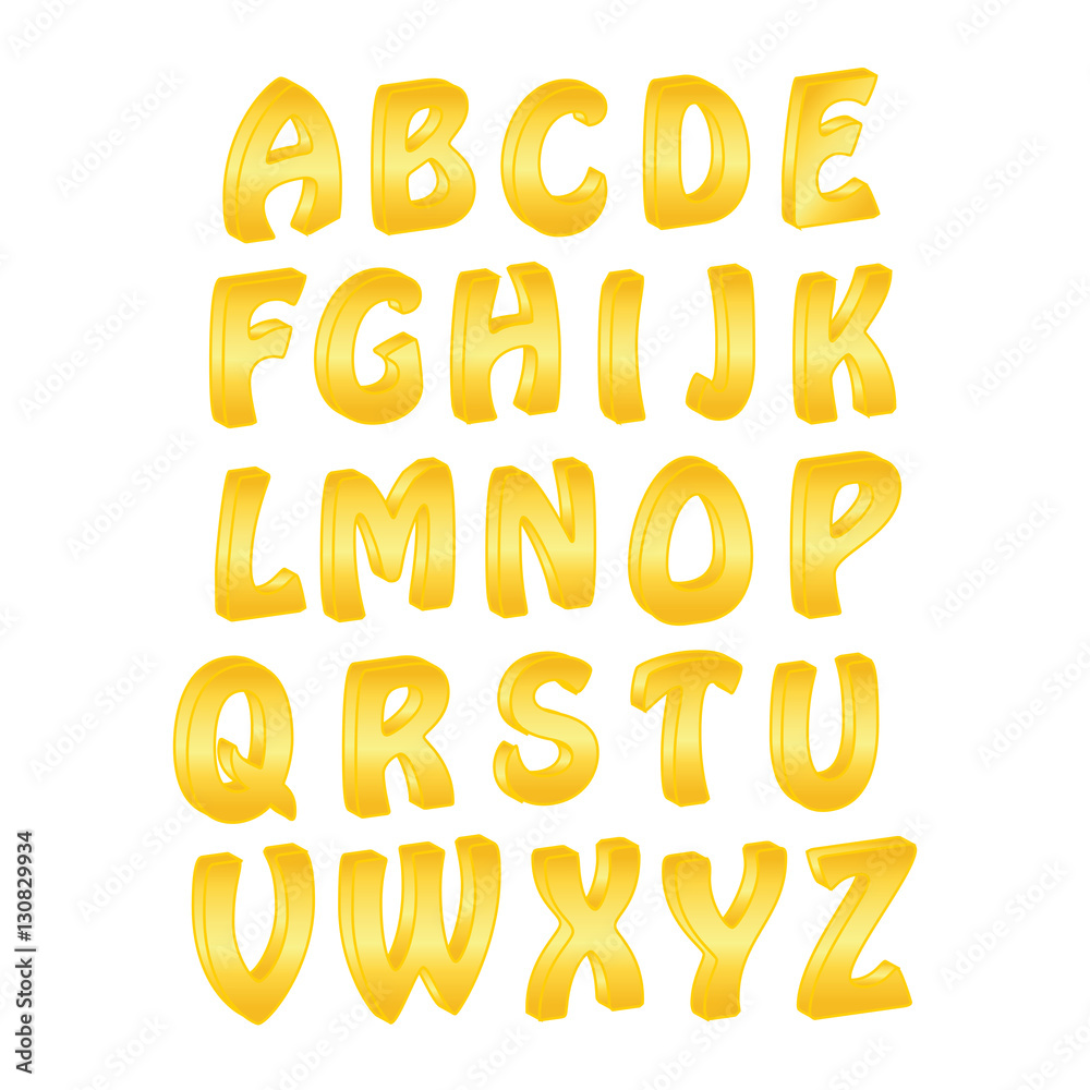 Golden alphabet 3d