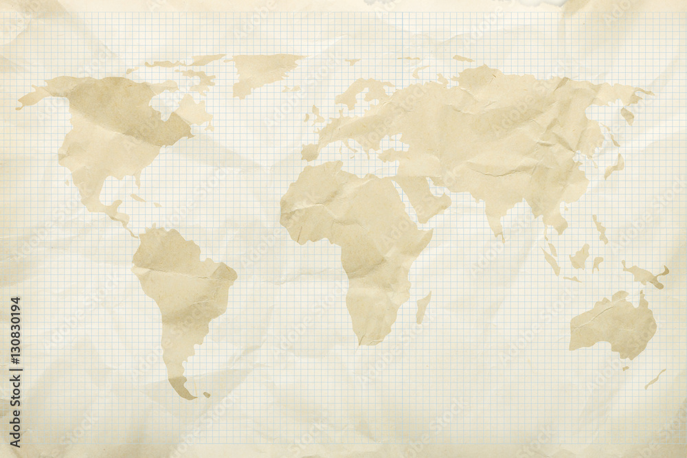 World map on vintage paper