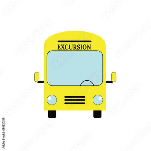 Front view of a big tour bus vector illustration.