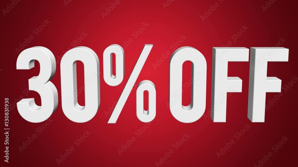 30 percent off 3d letters rotate on red background. 3d render 4K and Full HD footage. Alpha matte included. 30 percent off 3d letters rotate on red background. 3d render 4K and Full HD footage. Alpha matte included.
