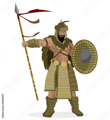 mongolian brave warrior with spear
