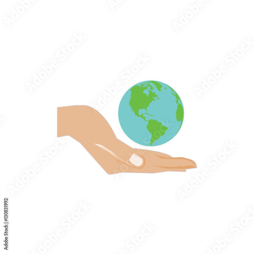 Hand holding planet Earth. Ideal for informational and instituti