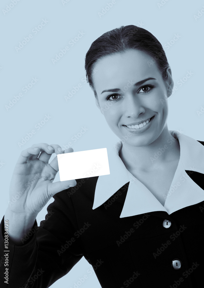 businesswoman with blank business card businesswoman with blank business card