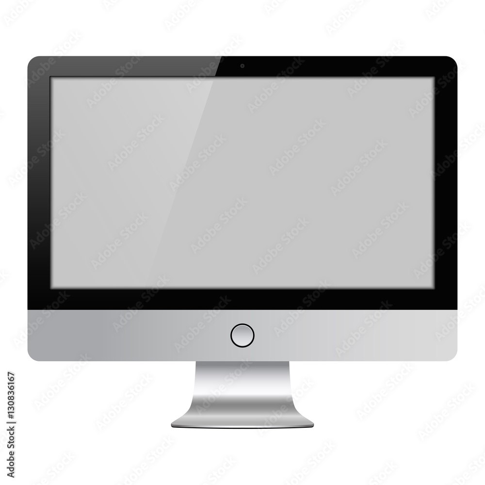 Computer screen, monitor, display isolated on white. PC, modern digital computer vector illustration Computer screen, monitor, display isolated on white. PC, modern digital computer vector illustration
