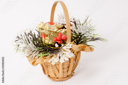 Christmas basket isolated on white background