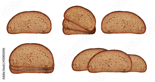 Bread set on isolated background
