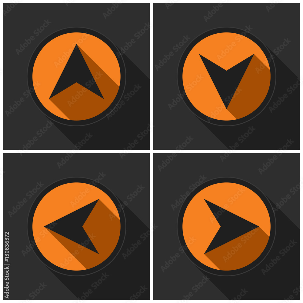 four orange round - black arrows with shadows four orange round - black arrows with shadows