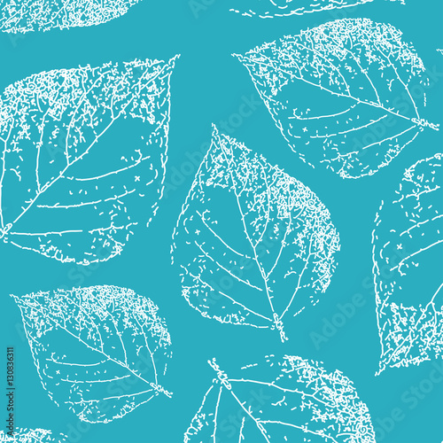 Birch leaves. Seamless pattern. Hand drawn. Graphic drawing. Vector illustration