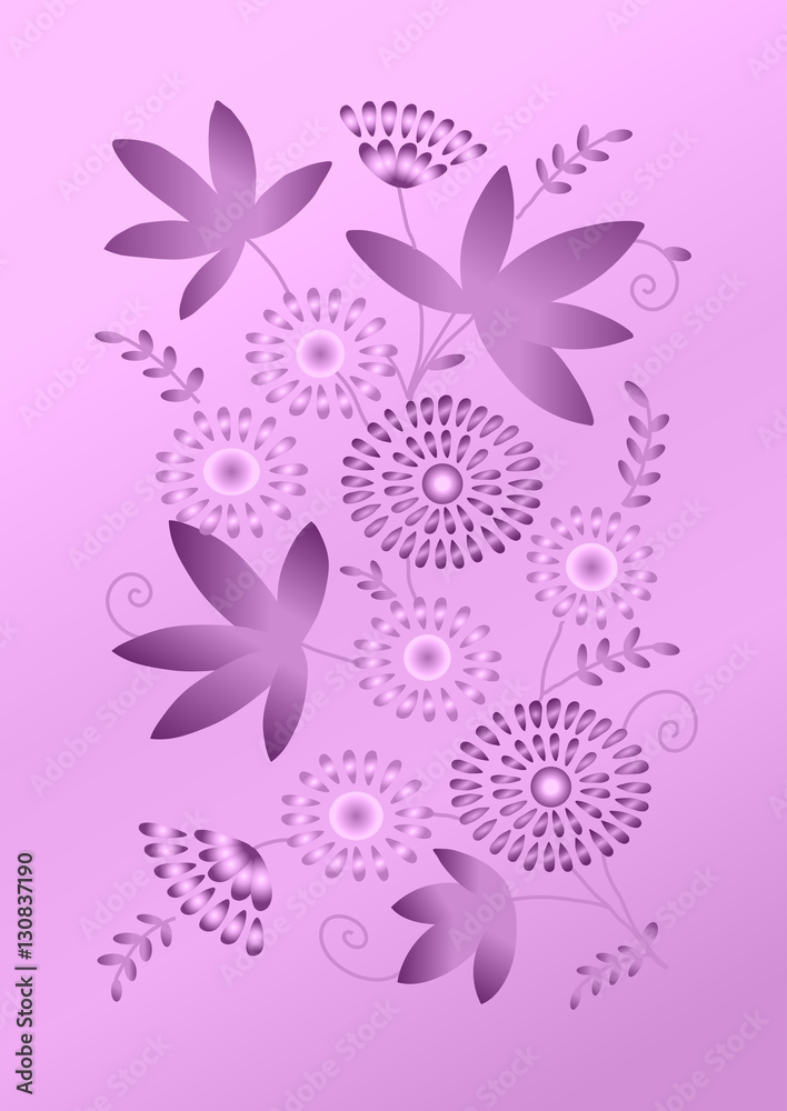 Elegant card with flowers on lilac background Elegant card with flowers on lilac background
