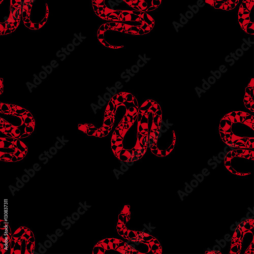Seamless pattern with hand drawn watersnakes