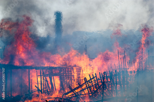 Photography Fireman extinguish fire in homes and buildings