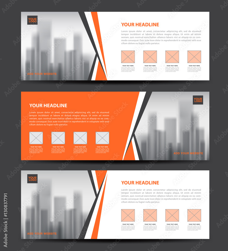 Orange Banner template vector, Horizontal header, advertising, b Orange Banner template vector, Horizontal header, advertising, b