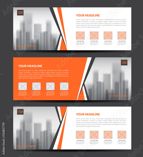 Orange Banner template vector, Horizontal header, advertising, b
