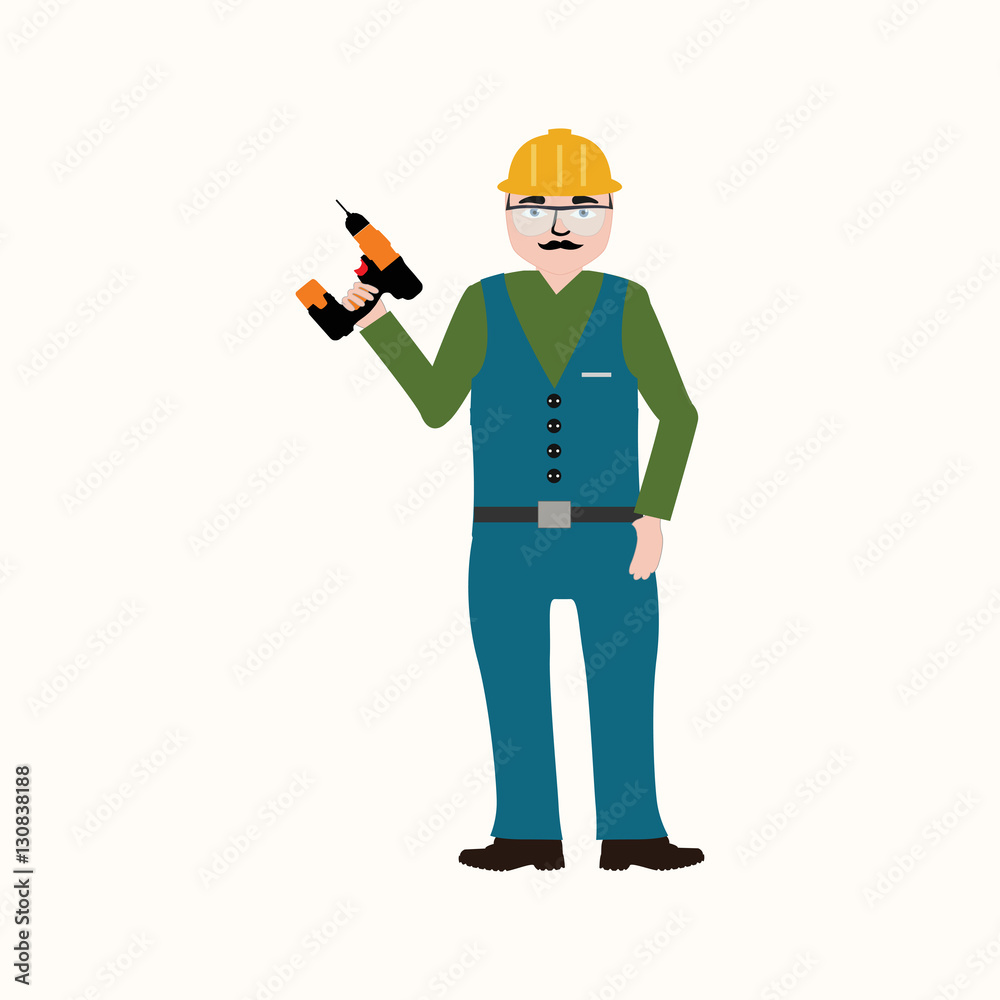Handyman wearing work clothes and a belt with tools. Handyman wearing work clothes and a belt with tools.