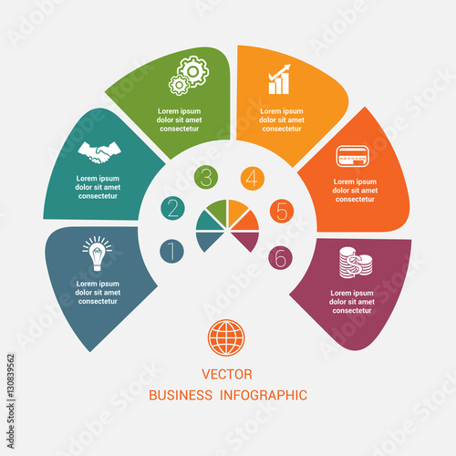 Semicircle template infographic 6 positions photo