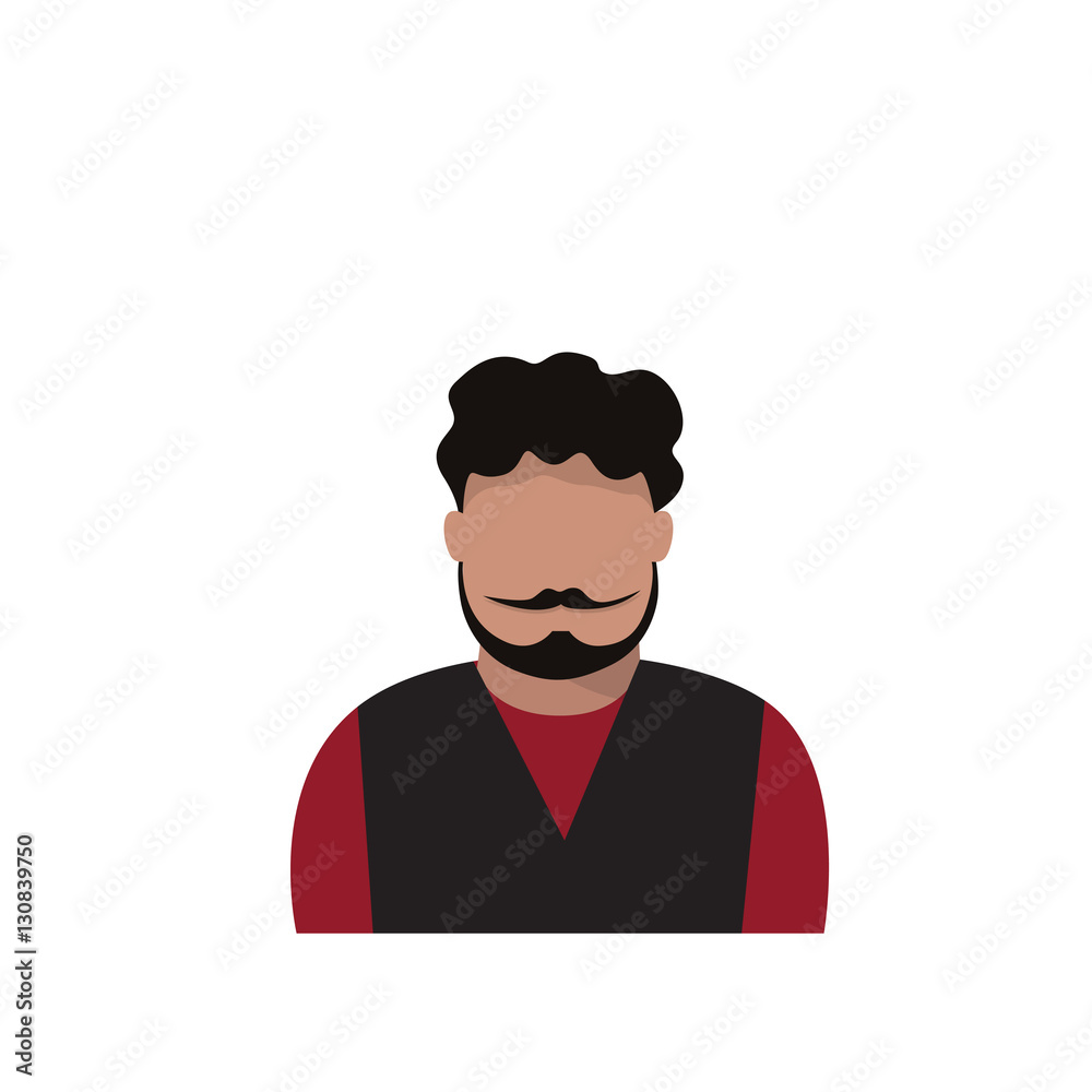 Profile Icon Male Avatar Man, Hipster Cartoon Guy Portrait, Person Silhouette Face Flat Vector Illustration