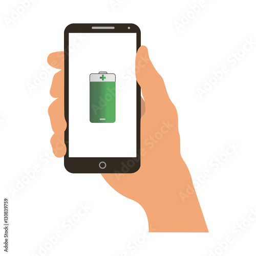 Hand holding smartphone vector illustration