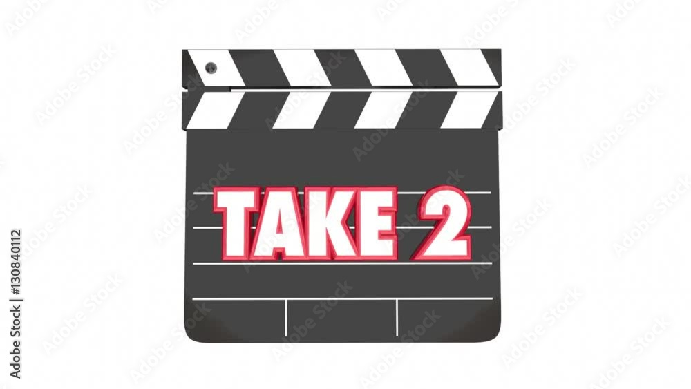 Take 2 Two Retry Redo Scene Movie Clapper 3d Animation