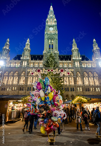 Photography VIENNA, AUSTRIA - 6 DECEMBER 2016: The traditional Christmas Market in front of