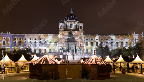 Photography Christmas market at the Maria Theresa Square in Vienna - Wien, Austria, Europe 2016