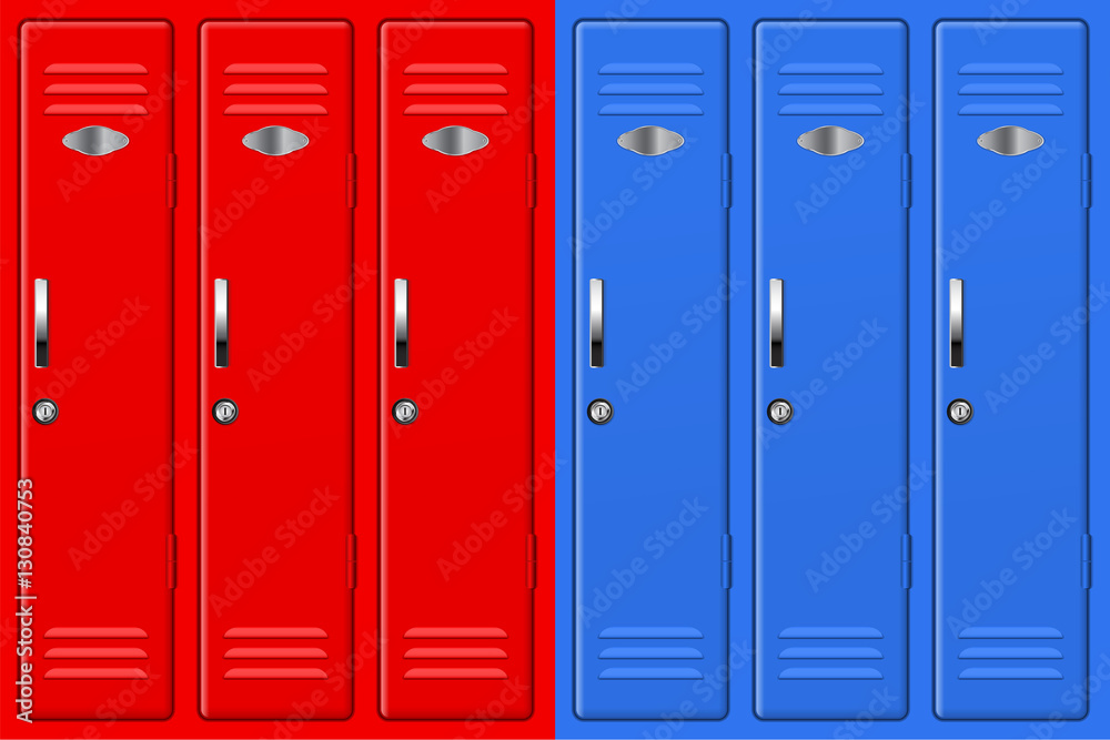 Fototapeta premium Red and blue school lockers